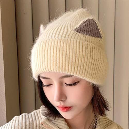 נשים מקרית לקפל מכפלת חם אופנה כובע לסרוג כובע חתול אוזן אחוי עיצוב לקצץ כובע חם חיצוני פעילויות אטום לרוח כובע