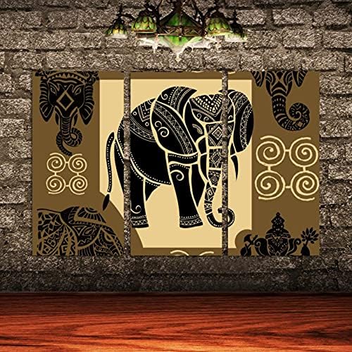 אמנות קיר לסלון, ציור שמן על בד, בעלי חיים אפריקאים גדולים ממוסגרים, יצירות אמנות פילים לעיצוב חדר שינה