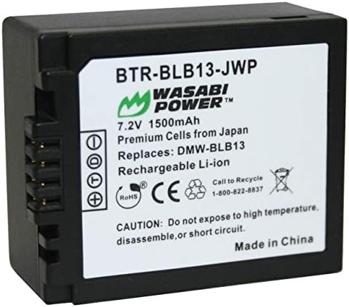 סוללת חשמל Wasabi עבור Panasonic DMW-BLB13 ו- Lumix DMC-G1, DMC-G2, DMC-G10, DMC-GF1, DMC-GH1