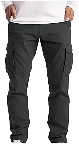 Wenkomg1 מכנסי מטען רחבים לגברים מכנסי דיג ספורט עובדים מכנסיים נמתחים מטיילים מכנסי רגל ישרים מכנסי טרנינג