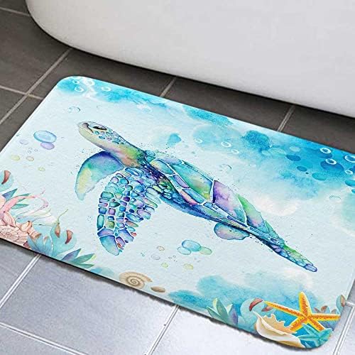ים צב אמבטיה שטיח, ימי צב החלקה אמבטיה מחצלת עם מתחת למים צדף אביזרי אמבטיה מקלחת מחצלת בעלי חיים ימיים כחול