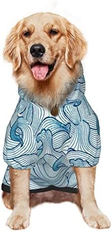 קפוצ'ון גדול של כלב צבעי מים בצבע מים דקיק-כחול-כחול סוודר חיות מחמד עם מעיל תלבושת חתול רך xx-large