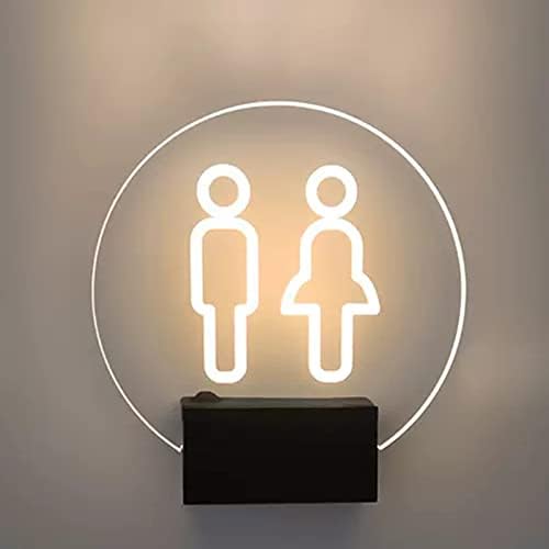 שלט שירותי LED של דופילה, שלט מואר בשירותים של קיר קיר, שלטי אמבטיה עגולים בגודל 7 אינץ 'למשרד, עסקים או בית, דלת או