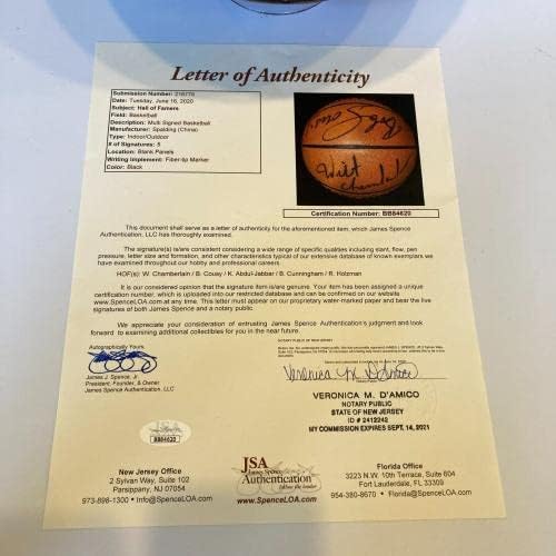 WILT CHAMBERLAIN KAREEM ABDUL -JABBAR NBA אגדות חתמו כדורסל JSA COA - כדורסל חתימה