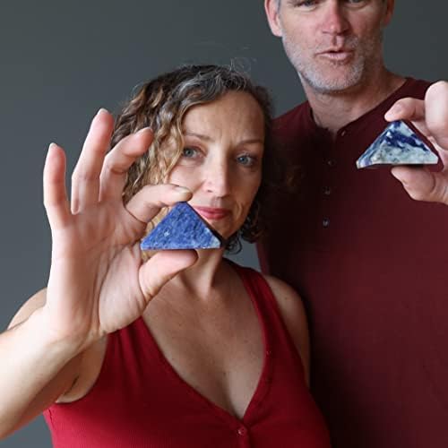 גבישי סאטן סודלייט פירמידה דאגה הקלה אבן כחול לבן 1.0-1.25 אינץ '