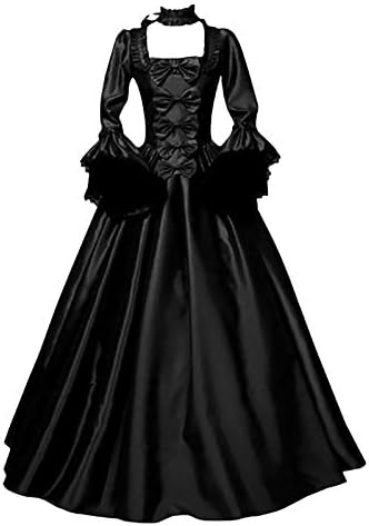 נשים רנסנס תלבושות התלקחות שרוולים כיכר צוואר כדור שמלות תחרה עד מקסי שמלת בציר מימי הביניים ויקטוריאני שמלה