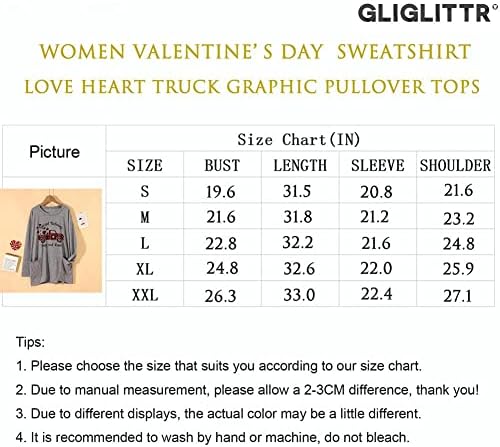 חולצת יום האהבה של גליגליטטר, אהבה קרב-צווארון סווטשירט משאית טריקו שמלת חולצת שרוול ארוך חולצות חולצות חולצות.