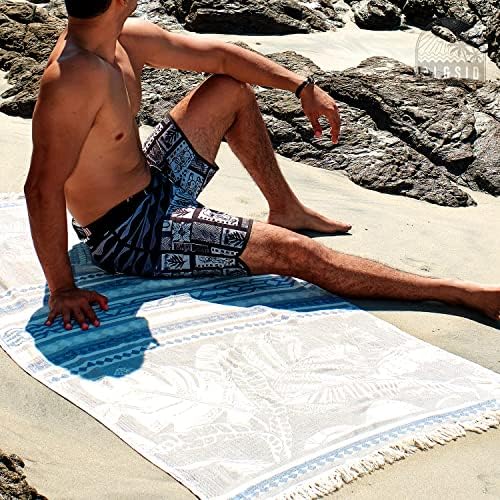 מגבת חוף אל & סיד טורקית - מגבת טורקית של כותנה - מגבת חוף חופשית באורך מלא - מגבת יבש מהירה גדולה