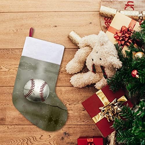 גרבי גרב גרבי חג המולד בסגנון בייסבול וינטג 'עם אח קטיפה תלויים לעיצוב עץ חג המולד