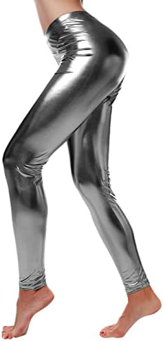 יוגה התלקחות מכנסיים לנשים כיסי עור מכנסיים חותלות מותניים מכנסיים נשים צועד מראה רטוב פו יוגה מכנסיים יוגה