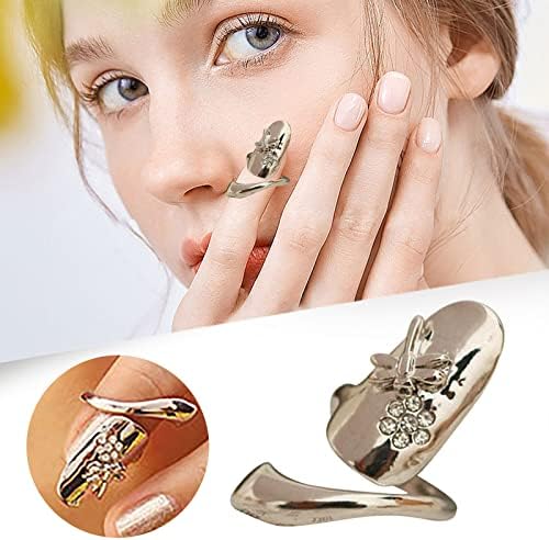 טבעת זהב פלטינה מצופה בלינג מלא טבעת ציפורניים אצבעות לנשים טבעות אצבעות לנשים טבעת כיסוי כובע ציפורניים ייחודי