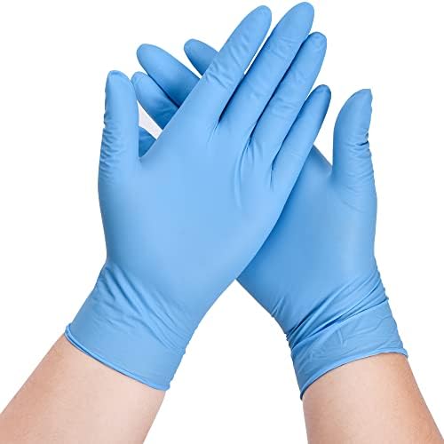 כפפות ניטריל חד פעמיות של טיטנפלקס 6 מיל כחול כפפות חד פעמיות כבדות, כפפות מכונאי בישול, ללא לטקס ללא אבקה