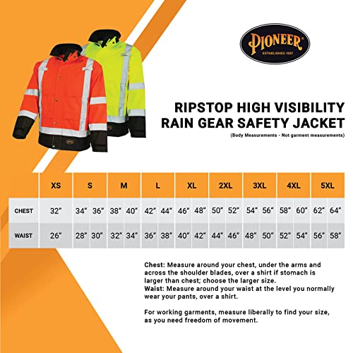 חלוץ Ripstop ראות גבוהה מעיל בטיחות ציוד גשם - היי ויס, אטום למים, מהורהר, מעיל עבודה לגברים, כתום, צהוב/ירוק