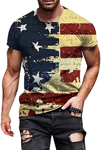 ZDFER שרוול קצר חולצות T לגברים יום העצמאות 3D הדפס דיגיטלי הדפס דיגיטלי רגיל כושר טיי חולצות צווארון צמרת
