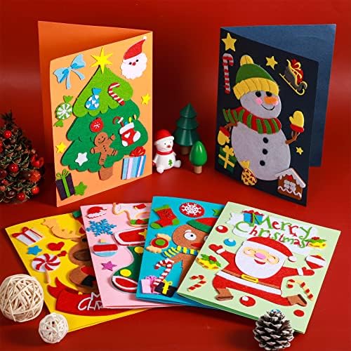 6 סטים חג המולד כרטיס ערכות לילדים עשה זאת בעצמך שלג כרטיס ערכת בעבודת יד חג המולד כרטיסי סנטה קלאוס ברכה כרטיס ערכת חג המולד