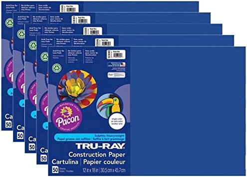 נייר בנייה טרו-קרני, כחול רויאל, 12 x 18, 50 גיליונות לכל חבילה, 5 חבילות
