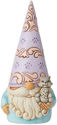 Enesco Jim Shore Heartwood Creek Gnome אוחז בפסלון חתול, 5.75 אינץ ', רב צבעוני