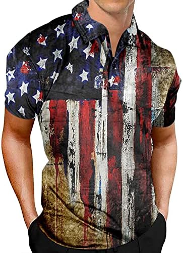 גברים של טי חולצות גברים של פטריוטי ביצועים עצמאות יום אמריקאי דגל קלאסי כושר קצר שרוול חולצות