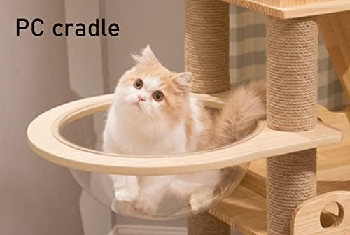 עץ חתול לחתולים מקורה 59. 1 סנטימטרים אורן לוח חתול מגדלי חתול דירה עם פלטפורמת חתול בית וסריטות הודעות מחשב