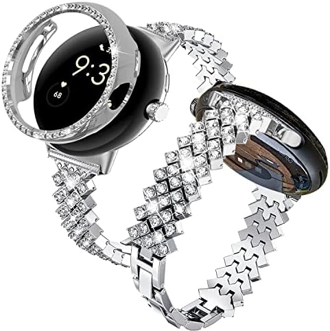 תואם Bling Bling Google Pixel Watchs עבור נשים Rhinesestone Diamond Metal צמיד תכשיטים נירוסטה נירוסטה Google Pixel Watch
