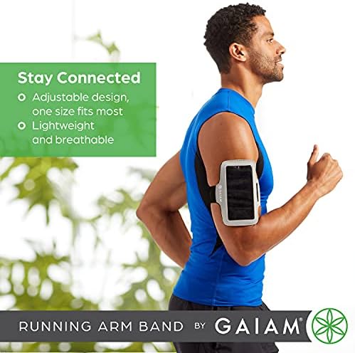 GAIAM Running Arm Band - מחזיק טלפון נקה חלון עם תיק AirPods תיק או כיס מפתחות - לריצה, הליכה וריצה, פעילות