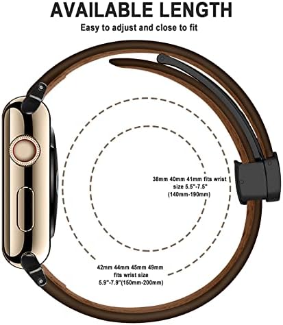 להקות עור תואמות לפס שעון Apple 49 ממ 45 ממ 44 ממ 42 ממ 41 ממ 40 ממ 38 ממ, רצועת עור אמיתית מתכווננת עם סגירה מגנטית חזקה