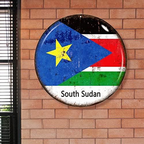 שלט מתכת דרום סודן דגל דרום סודן דגל ברוך הבא דלת קדוש דגל לאומי דגל קיר מותאם אישית אמנות וינטג