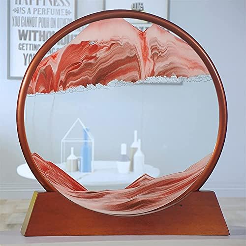 Xiw ציור חול זורם, זכוכית עגולה 3d נוף טבעי תמונת חול זורמת לקישוט הבית של חג האהבה