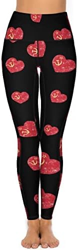 ברית המועצות קומוניזם ברית המועצות רטרו דגל נשים של יוגה מכנסיים גבוהה מותן חותלות עם כיסים כושר אימון גרביונים