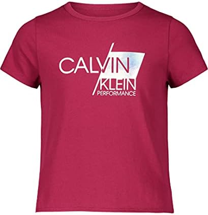 חולצת טריקו עם שרוול קצר של בנות קלווין קליין, צווארון צוואר צוות ופרטי לוגו
