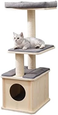 זריז 43& 34; מודרני אמיתי אורן דיקט חתול עץ דירה מגדל עם טבעי סיסל מגרד טיפוס הודעות