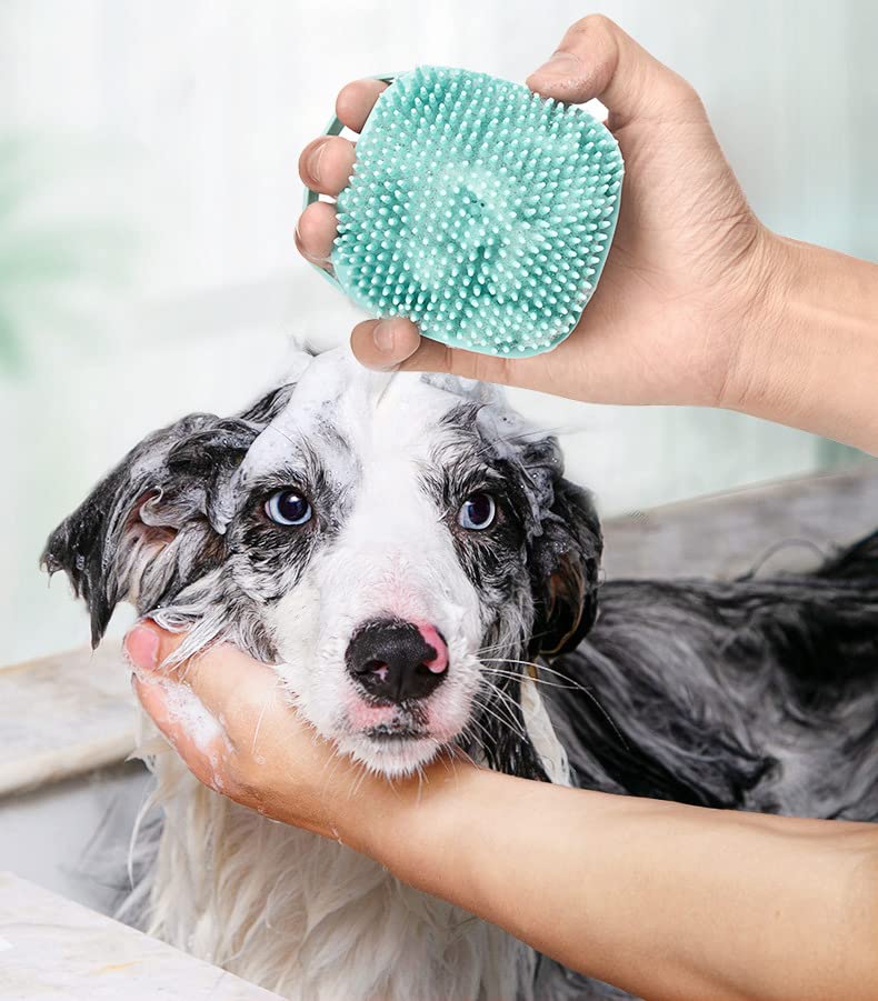 כלב חתול אמבט מברשת סיליקון גומי כלב טיפוח מברשת גור עיסוי מקרצף שיער פרווה טיפוח ניקוי מקלחת רך שמפו מתקן 2 יחידות