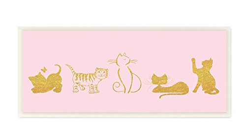 סטופל הום דקסקור חתול צללית זהב ורוד קיר לוח אמנות, 7 איקס 0.5 איקס 17, בגאווה תוצרת ארצות הברית