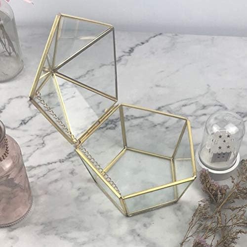 קאבילוק פנטגון קופסת טבעת גיאומטרית ייחודית לחתונה חתונה המסיבה מזכוכית מזכוכית מתנה קופסת תכשיטים