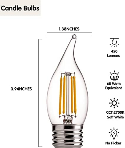 מנורת מנורה ניתנת לעמעום 11, נורת לד שווה ערך 60 וואט, בסיס 26, 450 ליטר, קרי80, 2700 קראט לבן רך, 12 חבילות / קופסה