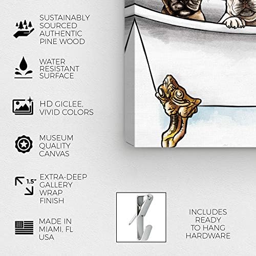 חברת האמן אוליבר גאל. בעלי חיים קיר אמנות הדפסי בד 'צרפתים באמבטיה' כלבים וגורים בית דדלקור, 16 אינץ 'איקס 16 אינץ',
