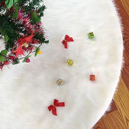 חצאית עץ Nuobesty לבן לבן חג המולד עץ חג מולד קטיפה חצאית חג המולד חצאית מחצלת שטיח סינר קישוט קישוט לחופשה 150 סמ סינר