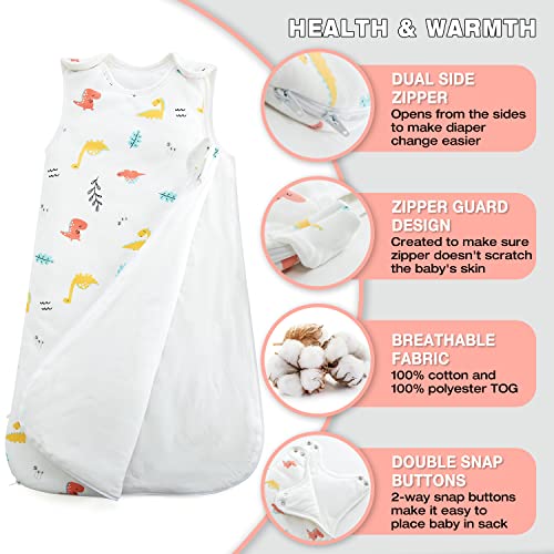 שמיכה לבישה של תינוקות לונה, רוכסן דו כיווני קל לשימוש כותנה מעבר 1.0 TOG Sleep Sack