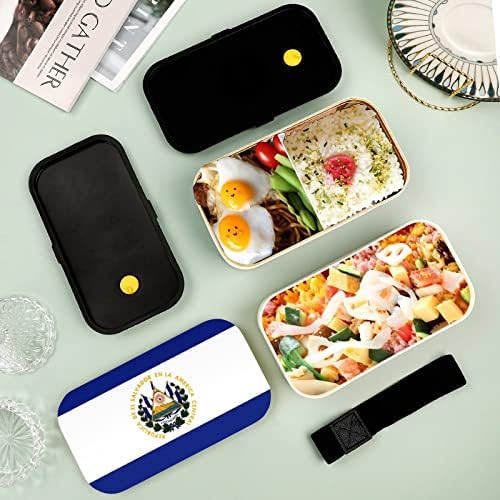 דגל אל סלבדור בנטו קופסת אוכל בנטו דליפה מכולות מזון בנטו דליפות עם 2 תאים לפיקניק העבודה Offce