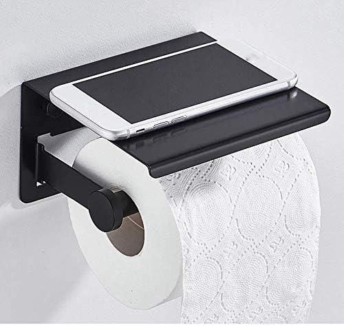 נייר מגבת מחזיק - מחזיק נייר טואלט עם טלפון מדף, אמבטיה רקמות רול מתקן אחסון מתלה, קיר רכוב מודרני נייר מגבת מתאם