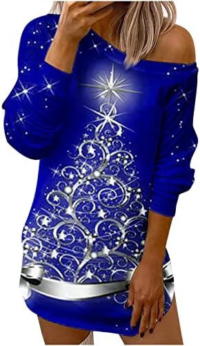 סווטשירט של עץ חג המולד סווטשירט צבע ישר וייחודי מעל כתף שרוול ארוך סוודר הדפס סוודר חולצות קלות חולצות T