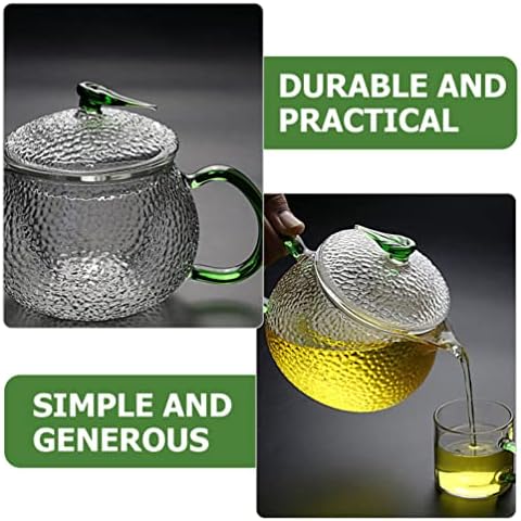 מכולות זכוכית Homoyoyo קומקום זכוכית קומקום מים צלולים קומקום: סיר תה יפני בסגנון עלה רופף עם מכסה ירוק