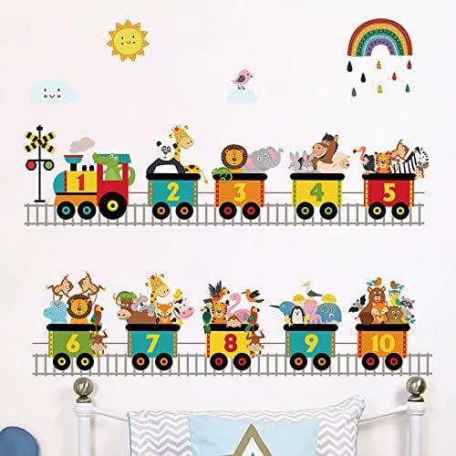 רכבת אלף -בית לימוד צבע מדבקות קיר חינוכי קלף ומדבקות קיר חיות חמודות לחינוך כיתות חינוכיות לילדים קישוטים לחדר שינה
