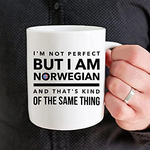 הסדון-היל נורווגית גביע, אני לא מושלם אבל אני נורווגית וזה סוג של אותו דבר ספל קפה, דגל נורבגיה, מתנה מצחיקה עבור