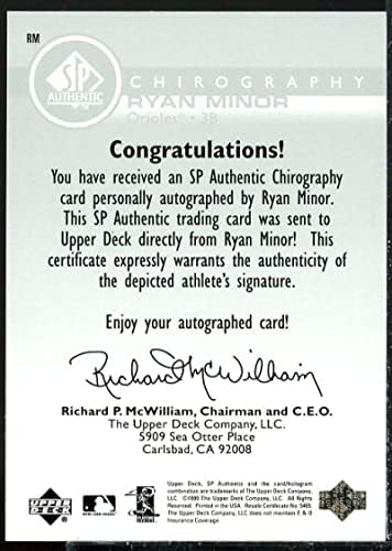 Ryan Minor Card 1999 SP Chirography antual RM