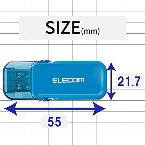 Elecom MF-FCU3032GBU זיכרון USB, 32GB, USB 3.0, 3.1, ללא אובדן כובע, כחול