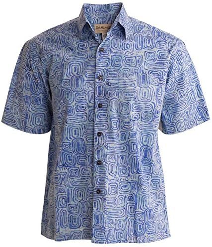 Johari West Ripple Rosso Tropical Hawaiian Cotton חולצת באטיק לגברים