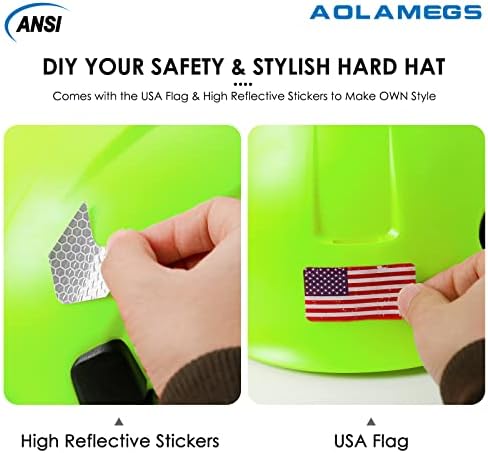 Aolamegs בנייה כובע קשה עם מגן - כובעים קשיחים מאווררים לבנים מאושרים OSH
