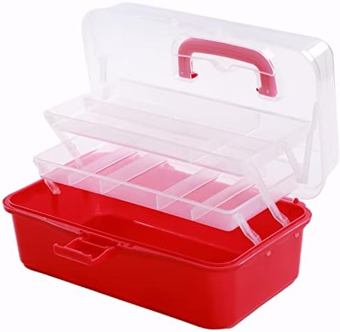 תיבת כלים לאחסון Hegebeck ניידת קופסת מארגן קיפול פלסטיק קופסת אחסון עם שלוש שכבות עם חומרת מגש שלוחה רב