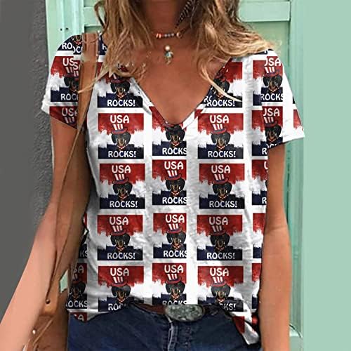 חולצות תרגיל נשים עצמאות יום לנשים הדפסת יומי קיץ חולצות לנשים של צווארון גופיות אמריקאי
